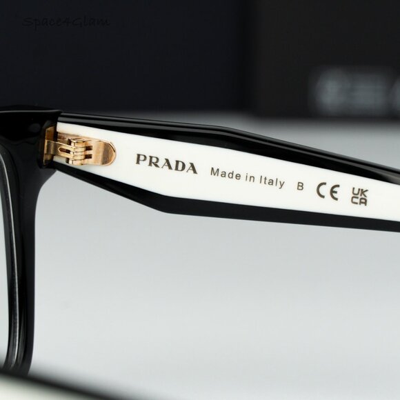 Prada Women Eyeglasses Black Demo Square PRB03V 16K1O1 NEW AUTHENTIC - Picture 7 of 8